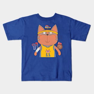 Cat Goof Hip Basketball Player Kids T-Shirt